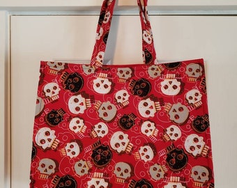 Skulls Reusable Shopping bag, Reusbale Shopping Bag, Skulls Bag, Reusable Grocery Bag, Skulls Grocery Bag, Washable Shopping Bag, Skulls