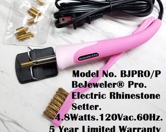 BeJeweler® Pro. Electric Rhinestone Setter. 4.8Watts.120Vac.60Hz. 5 Year Limited Warranty. Model No. BJPRO/P