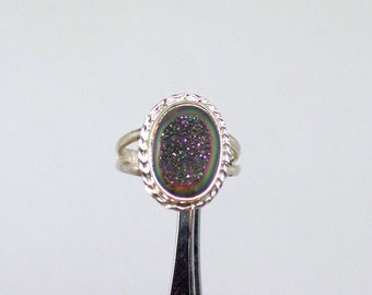 Druzy Quartz Ring, Sterling Silver Druzy Quartz, Quartz Ring, Ladies Quartz Ring, Under 75, Size 7, Gift for Her, Quartz Jewelry, 1626