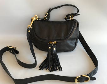 Small Alberta leather bag in black