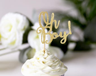Oh Boy Cupcake Topper /birthday cup cake topper/table decorations/Birthday cupcake topper/ Baby Shower Party/First Birthday