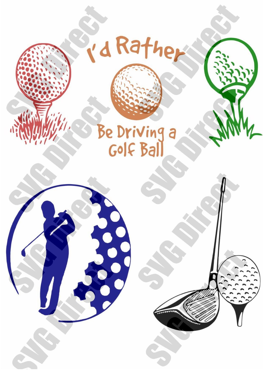 Download 5 Golf Designs SVG cut file use with Silhouette Studio