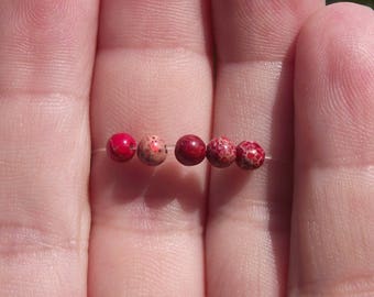5 MULTICOLOR 4 MM ROUND JASPER BEADS.