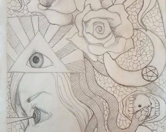 Framed Pencil Drawing "Kaleidoscope"