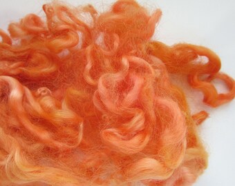 Orange Coral Sheep Curls - Baby Wool Locks - Felting Supplies - Dolls Hair - 1/2 oz