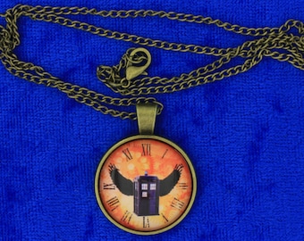 Dr Who Winged Tardis Police Box Necklace or Keychain Wings Doctor Who