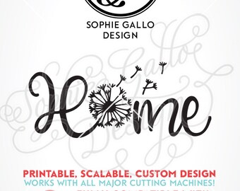 Dandelion Home SVG, DXF & PNG digital download files for Silhouette Cricut vector clipart graphics Vinyl Cutting Machine, Screen Printing