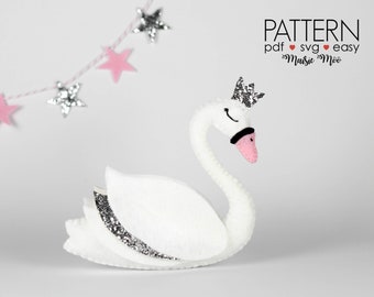 Felt Swan Pattern Swan SVG Swan Wedding Swan Baby Shower Swan PDF Pattern Swan Mobile Swan Cake Topper Swan Ornament Swan Sewing Pattern