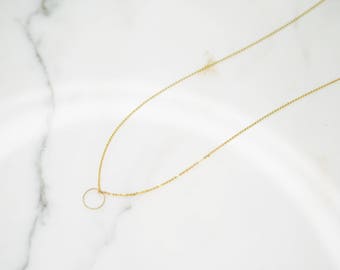 JADE thin gold chain with circle charm