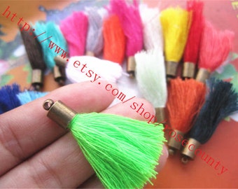 Antiqued bronze METAL caps wholesale 100pcs assorted( 20 different colors)30mm string tassel ears charms findings pendants