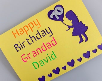 Card For Grandad with Name and Age, Card from Grandaughter, Funny Grandad Card, Personalised Card for Grandad, Grandads 70th Birthday