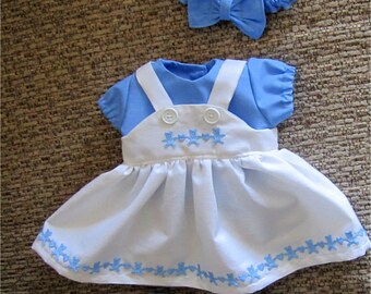 Bitty Baby - Blue and White Jumper with Teddy Bear Trim, Shirt, Headband & Booties Fits Bitty Baby or Other 15" Baby Doll