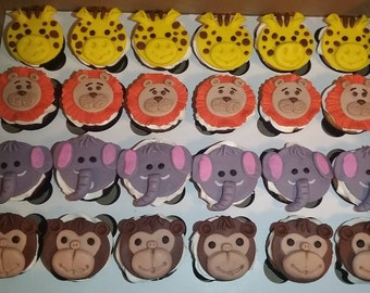 Animal Themed Baby Shower Cupcake, Cake, Cookie Toppers