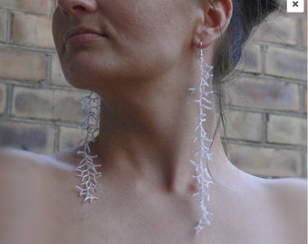 Extra Long Earrings. Silver Earrings. Beadwork. Shoulder Duster Earrings. Dangle Earrings