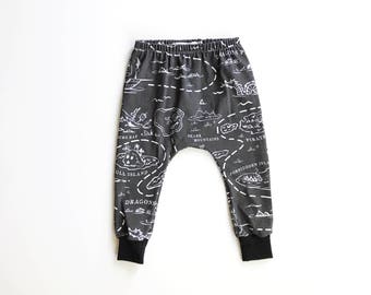 Pirate Treasure harems / toddler harems / hipster baby clothes / treasure map