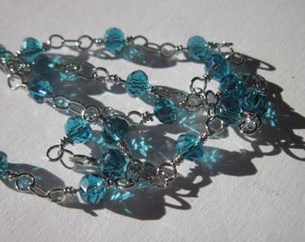 0.20 m silver plated chain with glass beads blue (U1)