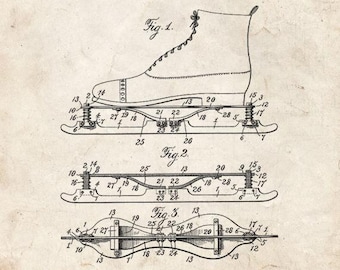 CLEARANCE - Ice Skate Patent Print - 11x14 Old Look