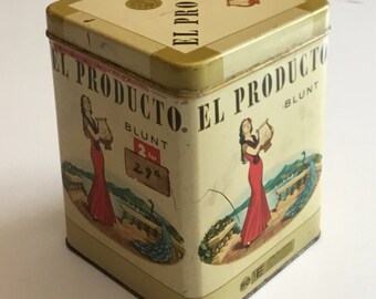 El Producto Blunt 2 For 25 Cents Vintage Cigar Tin 1950's