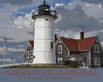 0434-Poster of Nobska Point Lighthouse, Woods Hole