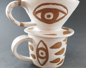 Pour over coffee dripper and mug