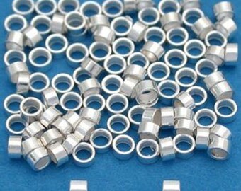 Sterling Silver Crimp Beads, 2x1 silver crimp tubes, 925 Sterling Silver Crimps, sterling Silver Crimps, Silver Crimps, 100 PCS