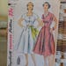 Simplicity 3878 - Size 24-1/2 Misses' and Women's One-Piece Dress Half Sizes Sewing Pattern 1952, Bust 43", 1950's, 13 Pieces