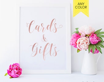 Rose gold wedding decor Cards and gifts sign Printable wedding decorations DIY Ethereal wedding calligraphy Rose gold bridal shower decor