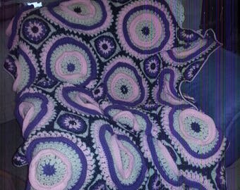 Ringtoss Afghan - Pinks & Purples - 128