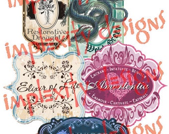 Magical Apothecary Potion Bottle Labels (Set #1) PNG Downloads