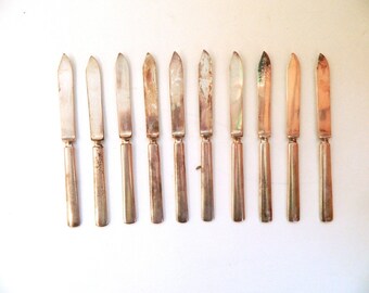 Set of 10 Vintage Silverplate Fruit Knives Wm Rogers