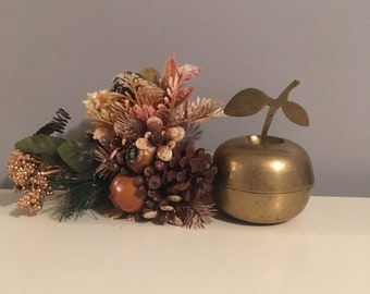 Brass Apple Jar, Trinket with Lid