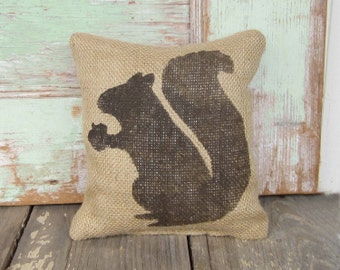 Woodland Squirrel - Burlap Feed Sack Doorstop - Door Stop