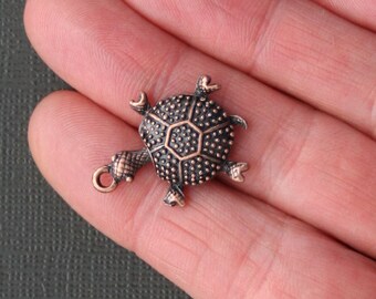 8 Turtle Charms Antique Copper Tone - BC480