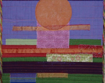 Fiber Art Quilt, Full Sun Quilted Wall Hanging
