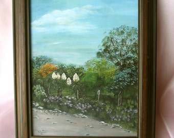 Vintage Wildflower Painting,Cactus Painting
