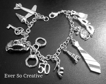 Charm Bracelet: 50 Shades of Gray Inspired