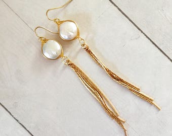 GLOBAL NOMAD TASSEL EARRINGS GOLD