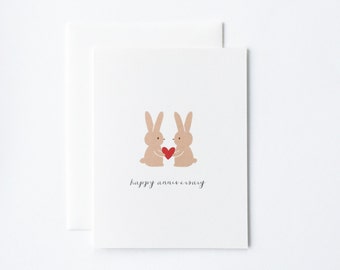Cute Anniversary Card, Bunny Anniversary Card, Anniversary Card