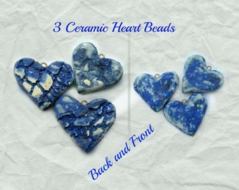 heart bead,blue heart , Heart bead for necklaces, necklace bead supply,clay heart bead, # 125
