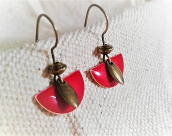 Small red modern earrings