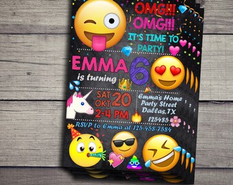 Emoji Birthday Invitation, Emoji Birthday Invitation, Emoji Invitations, Emoji Party Invitation, Emoji Birthday