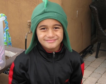 Child's Fleece Dinosaur Hat with Ear Flaps