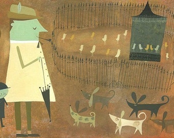Monsieur Hulot at the Park. Limited edition print by Matte Stephens