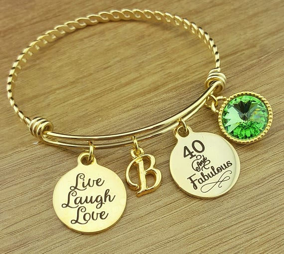 Gold Bangle 40 Birthday Gift 40th Birthday Gift Birthday Gift Birthday Gifts for Her Birthday Gift for Friend Birthday Gifts 40 and Fabulous