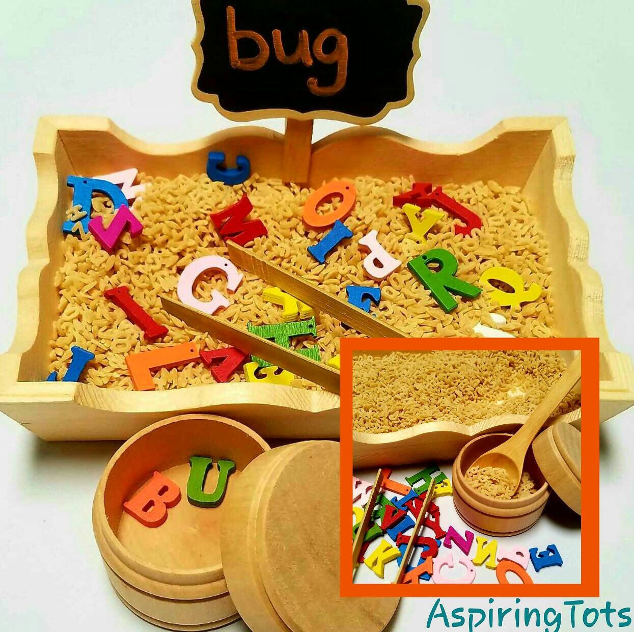 Alphabet Sensory Bin Rainbow Letters Sensory Tub Montessori