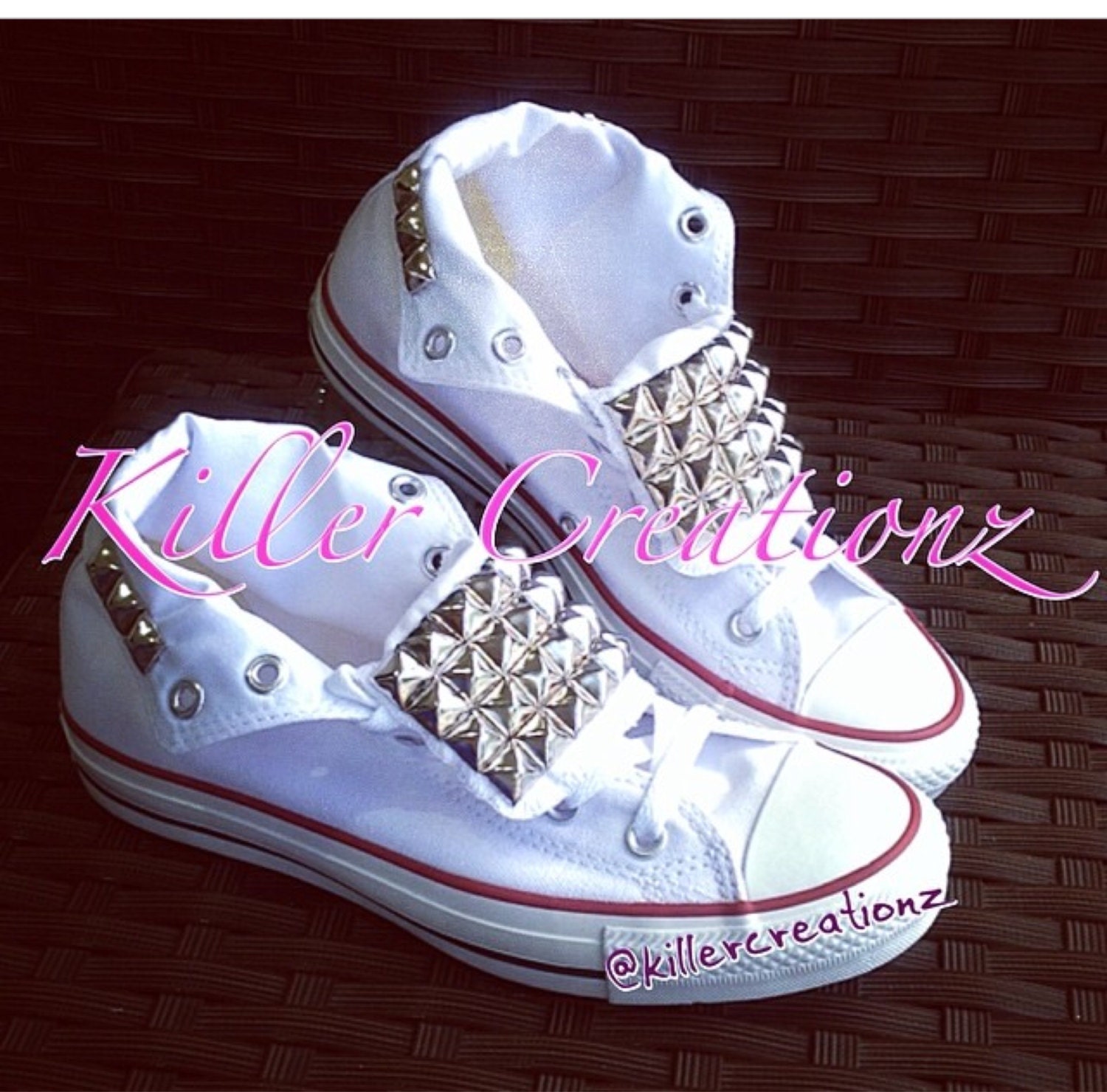 Custom studded tongue Converse ANY SIZE/COLOR made to order