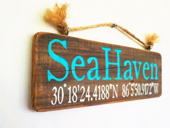 Items Similar To Latitude Longitude Sign Rustic Beach Signs Nautical   Il 570xN.1092632431 57d9 