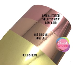 Rose Gold Chrome Mirrored Adhesive Vinyl for cutting machines to make car decals wine glasses wedding decor makeup cup indoor outdoor vinyl