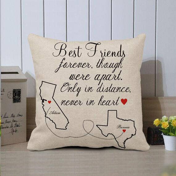 Best Friend Pillow Cover Long Distance Best Friend Cushion