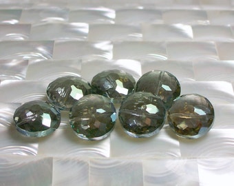 7pcs 18mm Chinese Crystal Glass Bead Fully Faceted Puffed Coin Green Color Fancy Jewelry Jewellery Craft Supplies